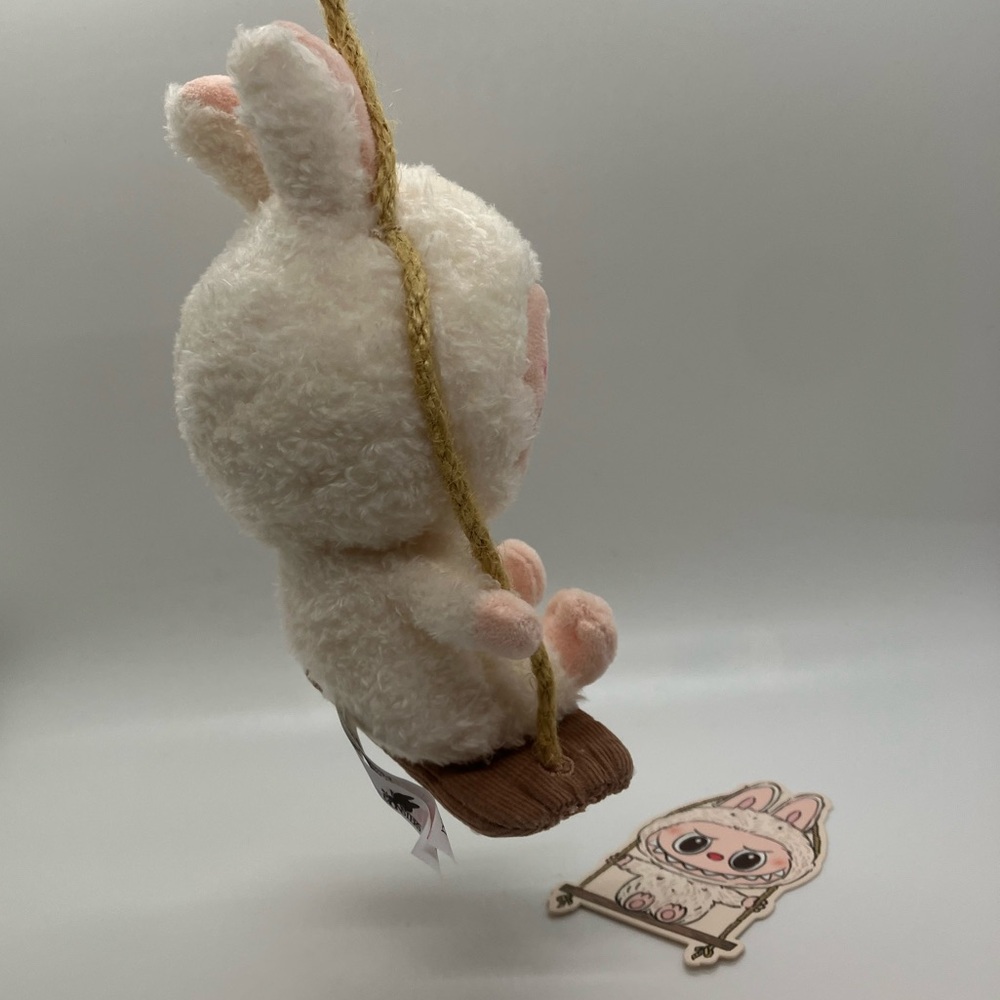 WHITE Pop Mart Pop Land Exclusive Timber Workshop Labubu Plush on Swing - Picture 3 of 16